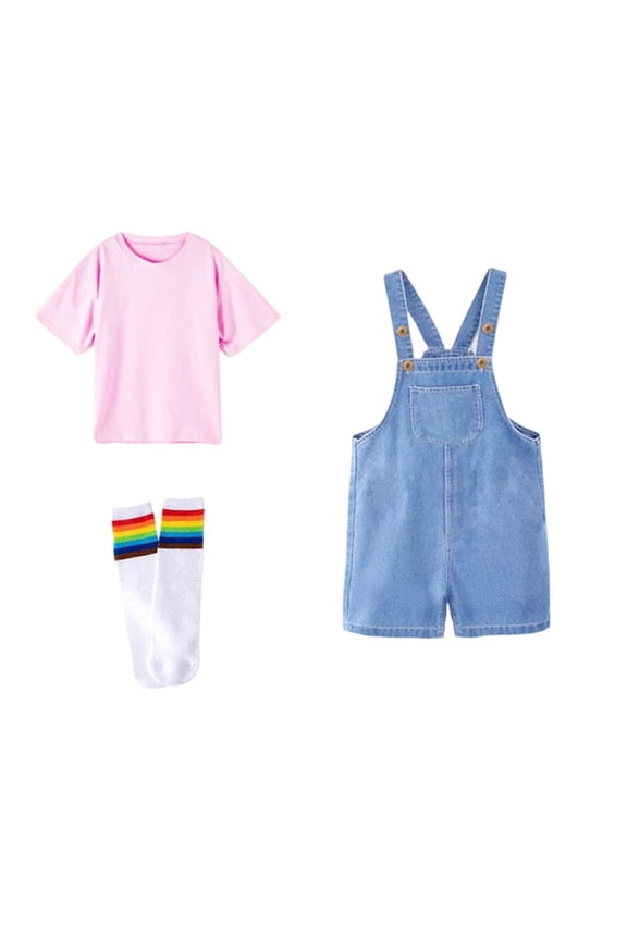 Boys Girls Clothes Solid Color Short Sleeve T Shirts Tops And Denim Bib Overall Shorts Jean Shortall Kids Graduation Outfits 10-13 Years