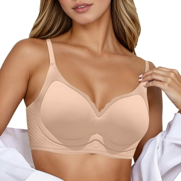 VFRGHD Bras For Women Seamless Wireless Bra Soft Support Push Up Non Padded Comfortable Bralette For Small Chest Lift Side Sagging Versatile Brassieres