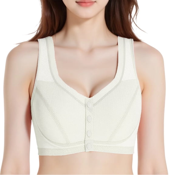 VFRGHD Front Closure Bras For Women Wireless Plus Size Full Coverage Seamless Bras No Underwire Support Wide Straps Brassieres Comfortable Bralette