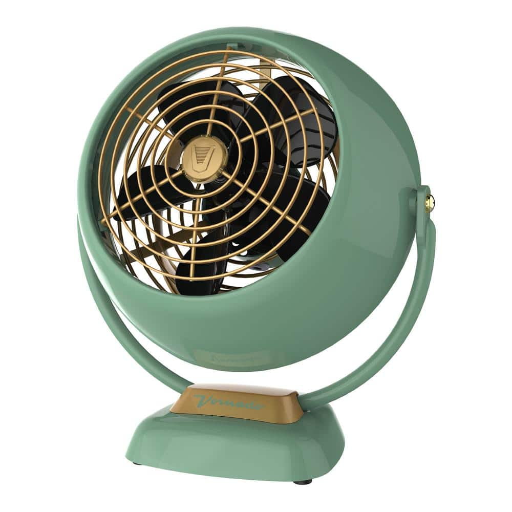 VFan Jr. 6.4 in Small Vintage Whole Room Air Circulator Desk Fan, Green