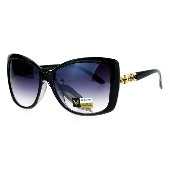 VG Eyewear Diva Jewel Chain Hinge Arm Butterfly Sunglasses Black Smoke