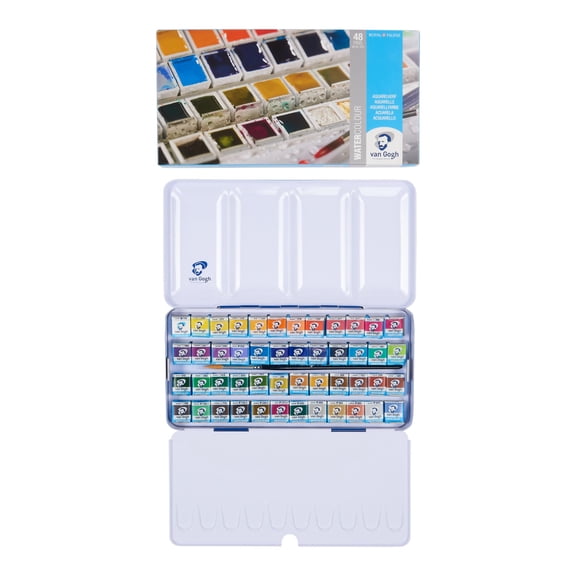Van Gogh Watercolor Paint Set, Metal Tin, 48-Half Pan