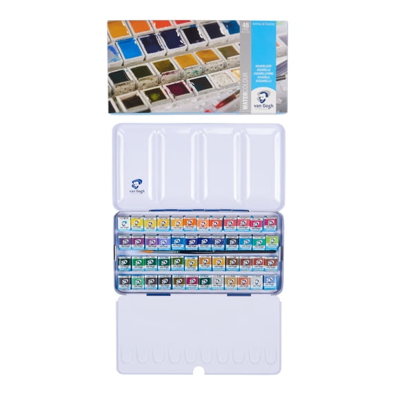 Van Gogh Watercolor Paint Set, Metal Tin, 48-Half Pan