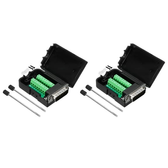 VGA Connector 15-pin 2-Row Male Solderless Serial Port Terminal Breakout Pack of 2 with Screws
