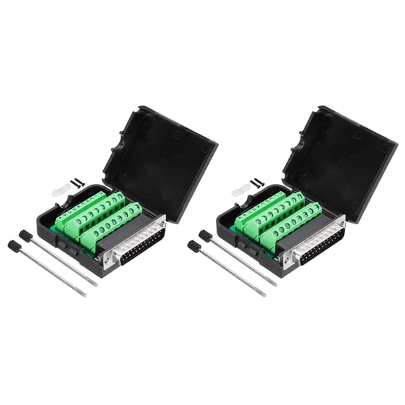 VGA Connector 25-pin 2-Row Male Solderless Serial Port Terminal Breakout Pack of 2 with Screws