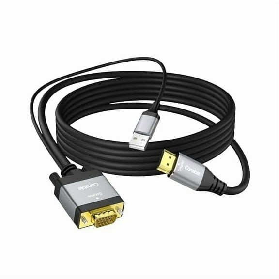 VGA to HDMI Cable 4 FT with USB Power Supply, Real 1080P@60Hz Video Output, Unidirectional Cable, from VGA Computer/Laptop to HDMI Monitor/TV/Projector (Not Supporting Audio)