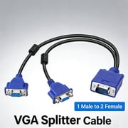 VGA Splitter Cable 1 to 2, Computer Video Splitter, VGA Distribution Cable for Dual Monitor Display