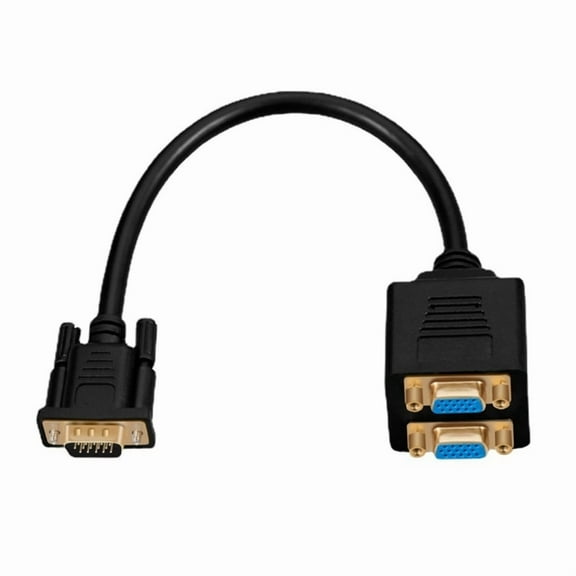VGA Splitter Cable 15Pin Male To 2 Female Y Adapter 1 in 2 Out For Double Monitor Setups With Gold Plated Connectors