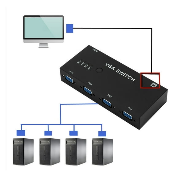 VGA Switch 4 In 1 Out VGA Video Switcher Converter Box HD Signal Amplifier Booster Splitter Adapter For PC Monitor Projector ,Effortless Switching
