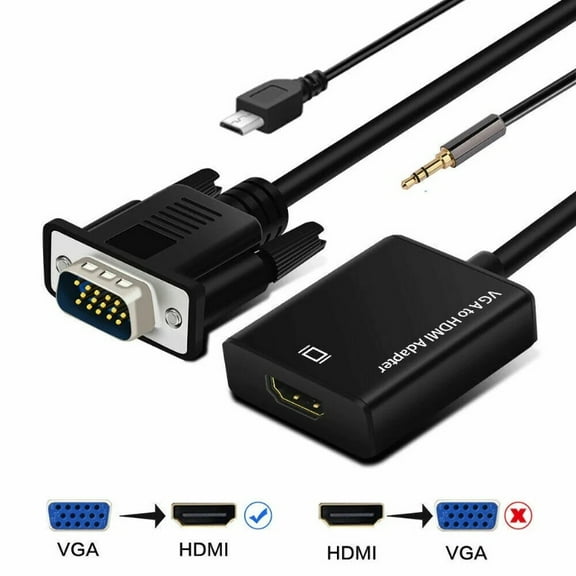 VGA To HD Converter 1080P HD Adapter With Audio Cable For HDTV PC Laptop TV Black