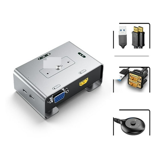 +VGA To VGA KVM Switch 2x1 1080P 60Hz Video Switcher For PC Laptop To TV Monitor Projector ,Easy to Use