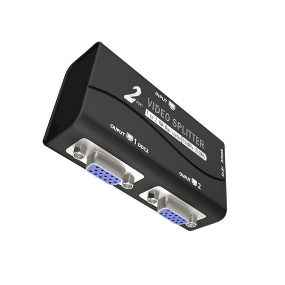 VGA Video Splitter 1 In 2 Out VGA Splitter Amplifier Box for Computer TV Display with High Resolution Up to 1920x1440