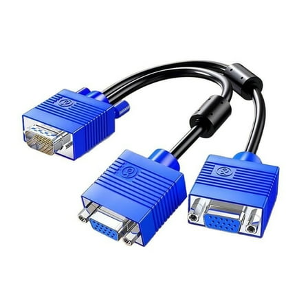 VGA Video Splitter 1 Male 2 Female Port Connectors Two Monitor Extension Cable