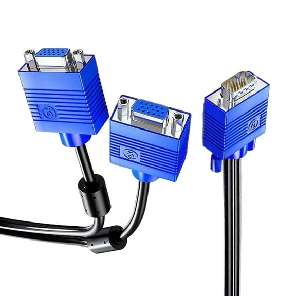 VGA Video Splitter 1 Male 2 Female Port Connectors Two Monitor Extension Cable