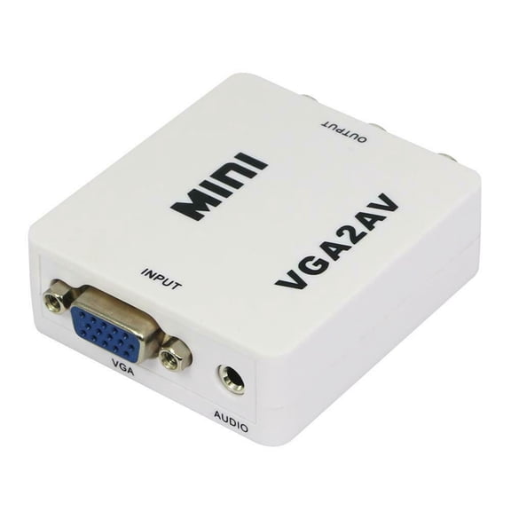 VGA to AV Converter, PC to TV RCA Composite Video Adapter Box with 3.5mm Audio