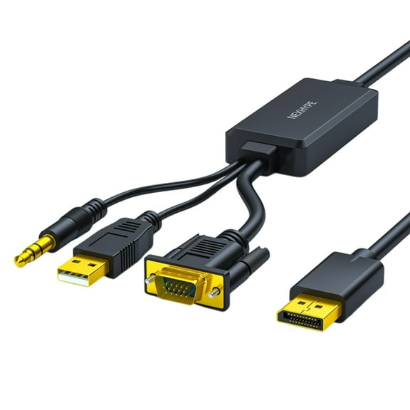 VGA to DP Adapter Cable Support Sound Transmission and 1080P Resolution for PC Laptop To TV Monitor