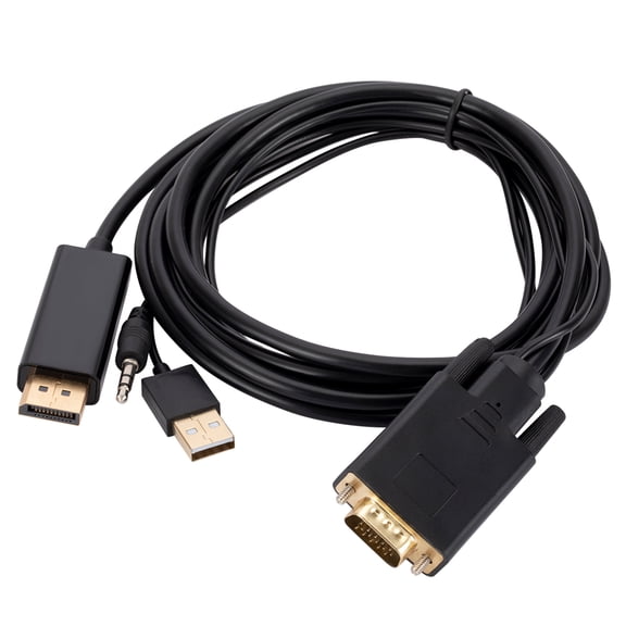VGA to (DP) Cable DP Cord with VGA Ports to DP Monitors 1080P 60Hz Resolution VGA to DP Converter