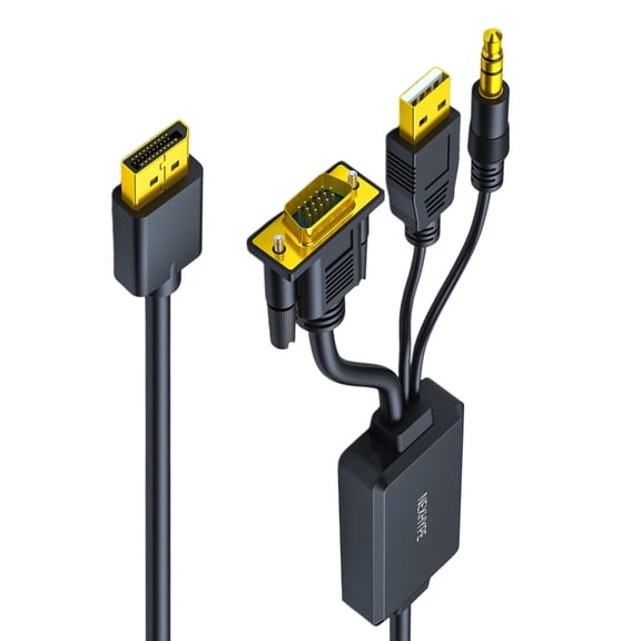 VGA to DisplayPort Video Conversion Cable Cord 2m Length Delivers Clear 1080P From Computer to Televisions