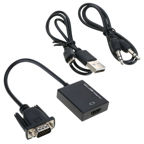 VGA to HDMIcompatible Adapter Converters with 3.5mm 1080P VGA Input Source to TVs/Monitors/LCD Connectors