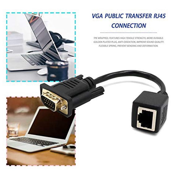 VGA to RJ45 Adapter Network Cable to VGA Network Cable Connector Monitor to Network Cable Connector VGA Extender