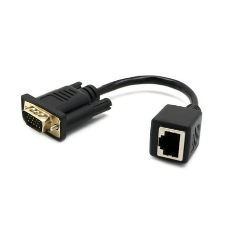 VGA to RJ45 Extender Adapter - 15cm Cable, CAT5 Compatible, No Power - Video Signal Extension up to 100ft