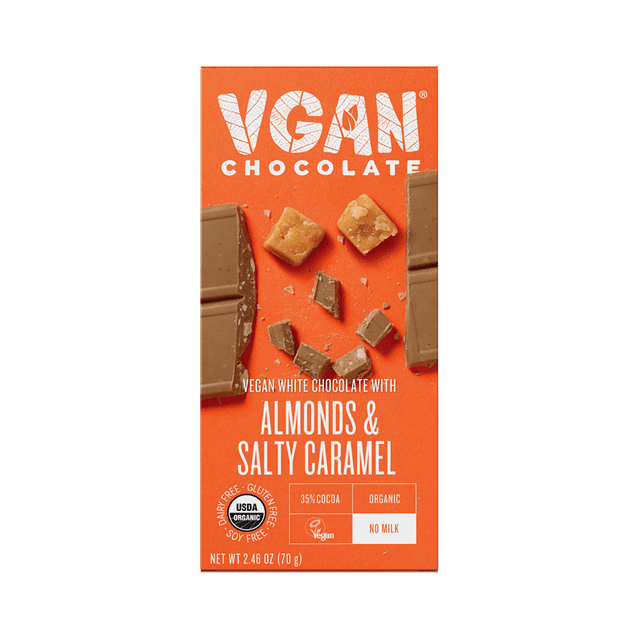 VGAN White Chocolate W/ Almonds & Salty Caramel - 2.46Oz Bar