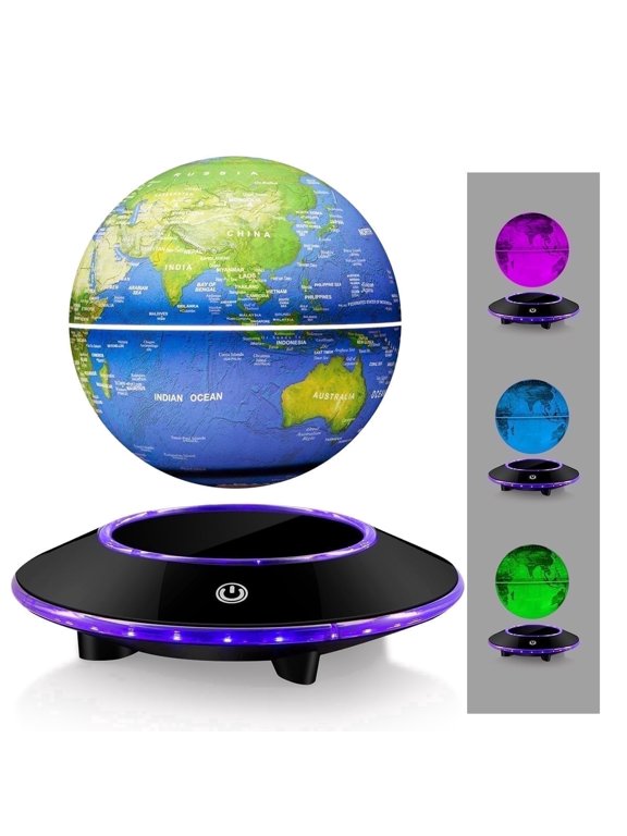 Multi-color Floating Rotating Tabletop Geographic Globes for Home Decor, Room Decoration