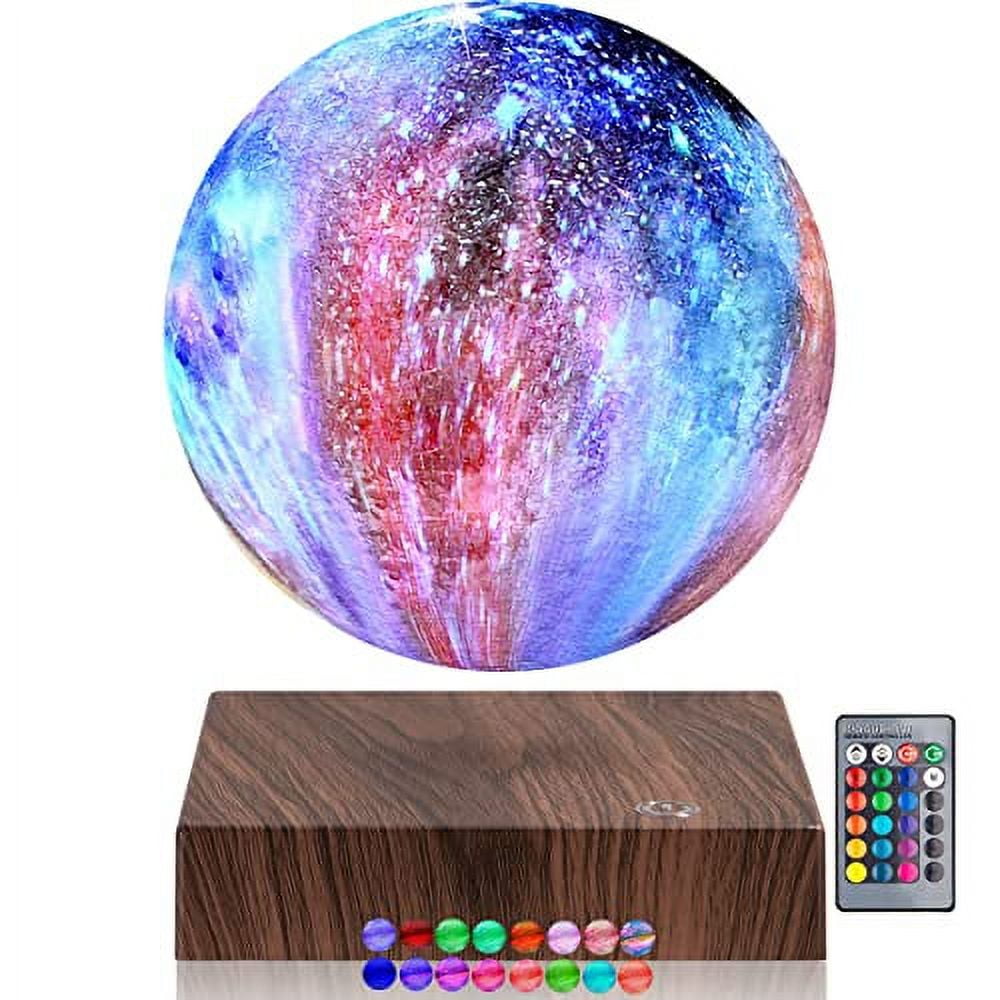 VGAzer Floating Galaxy Moon Lamp with 16 LED Colors ,5.9 In Levitating Galaxy Night Light Ball , Multi-color Rotating Table Lamp Touch Control , 3D Printed Desk Moon Light Decor