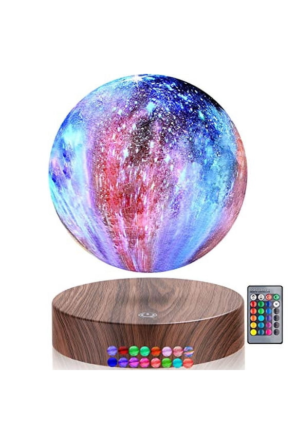 Floating Galaxy Moon Lamp with 16 LED Colors, Levitating Galaxy Night Light , Multi-color Rotating Table Lamp Touch Control , 3D Printed Desk Moon Light Decor