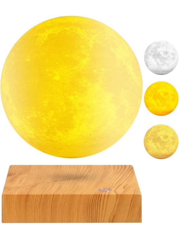 Floating Moon Desk Lamp with 3 Colors Modes LED & Square Wood Grain Base,Christmas Ornaments