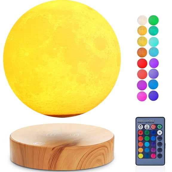 VGAzer Floating Moon Lamp, Magnetic Levitating Moon Lamp 16 Colors Spinning 3 D Night Light for Room Decor Unique Gifts