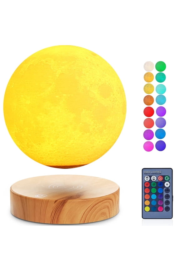 Floating Moon Lamp, Magnetic Levitating Moon Lamp 16 Colors Spinning 3 D Night Light for Room Decor Unique Gifts