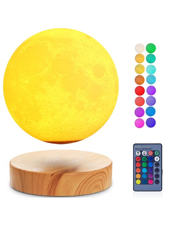 Floating Moon Lamp, Magnetic Levitating Moon Lamp 16 Colors Spinning 3 D Night Light for Room Decor Unique Gifts