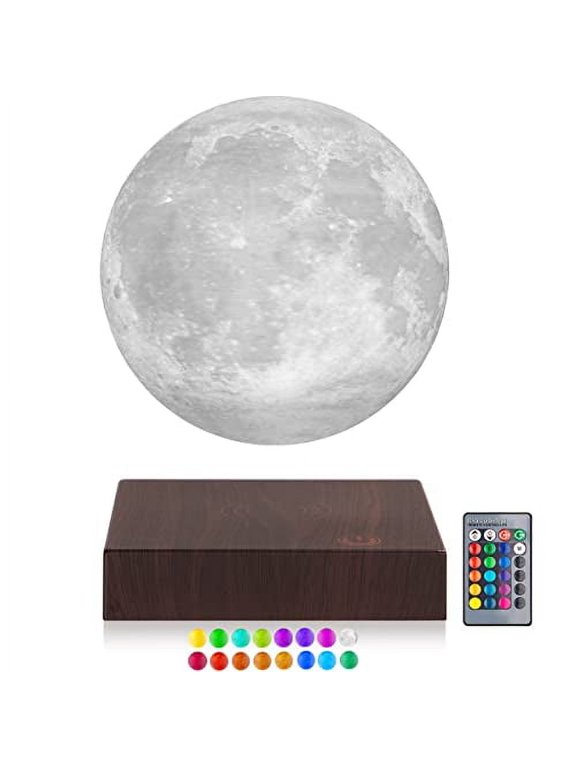 Floating Moon Lamp, Magnetic Levitating Table Lamp 16 Colors 5.9 inch Spinning 3 D Night Light for Room Decor Birthday Gifts
