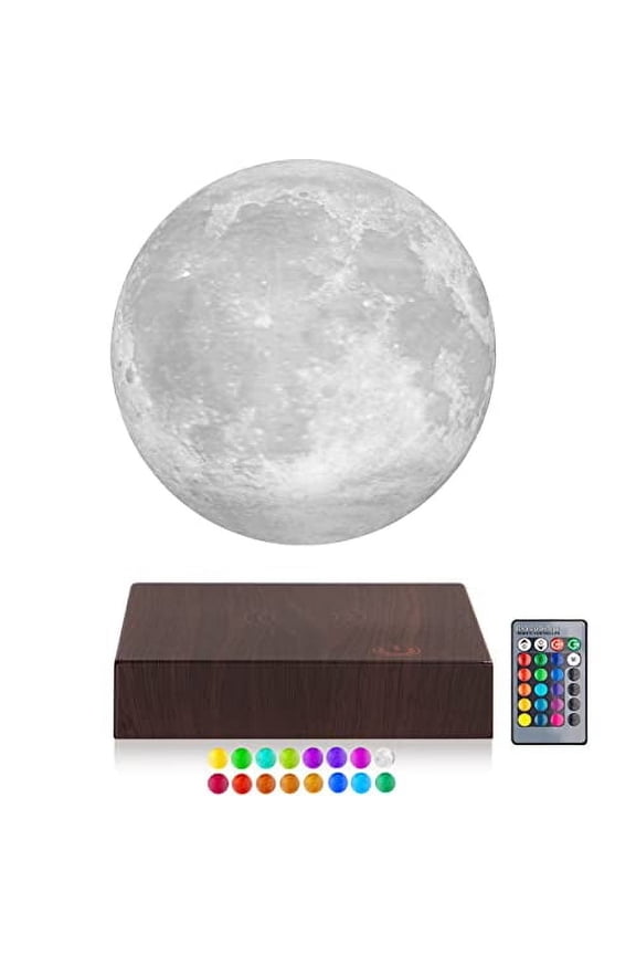 Floating Moon Lamp, Magnetic Levitating Table Lamp 16 Colors 5.9 inch Spinning 3 D Night Light for Room Decor Birthday Gifts