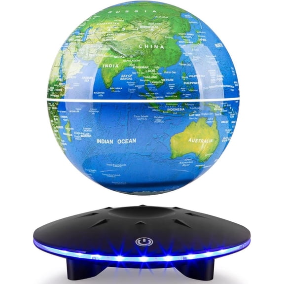 VGAzer Levitating Globe Lamp 6 Inch, Magnetic Levitation Globe World Map Floating Ball Lamp,Home Office Desk Decor with LED Light , Cool Display Stand Tech Gadget Gift for Men Boy Father Son