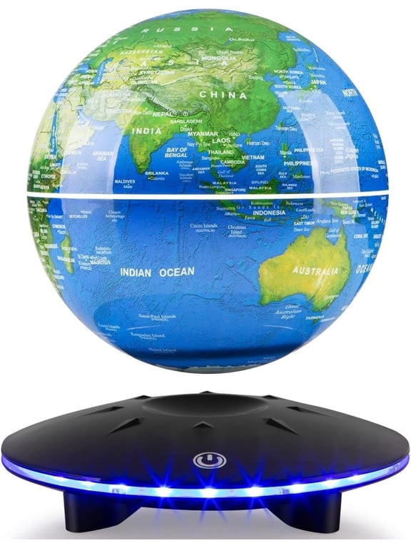 Levitating Globe Lamp 6 Inch, Magnetic Levitation Globe World Map Floating Ball Lamp,Home Office Desk Decor with LED Light , Cool Display Stand Tech Gadget Gift for Men Boy Father Son