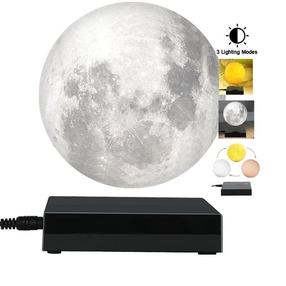 VGAzer Levitating Moon Lamp, 3 Colors Gradient Changing Bedroom Decor ,LED Night Light ,Unique Gifts