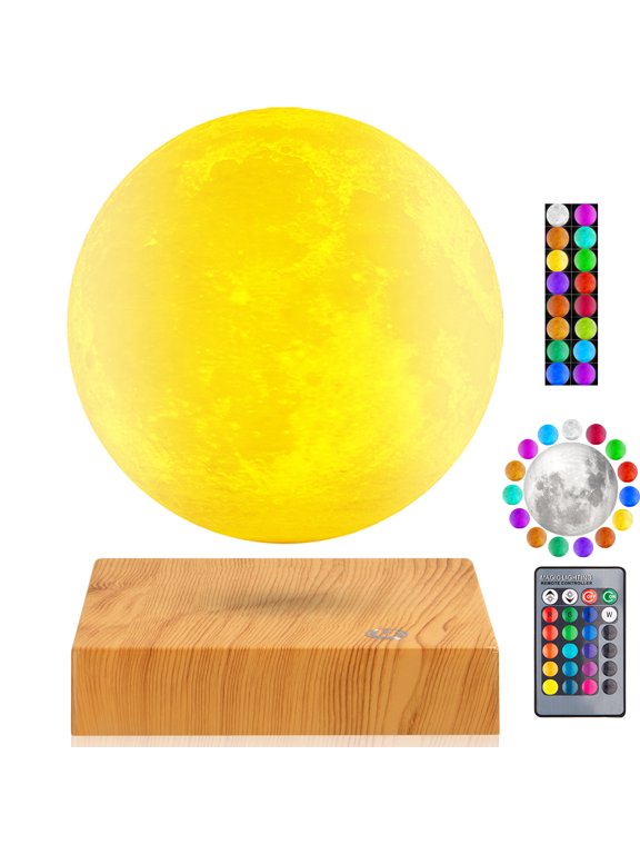 Levitating Moon Lamp - Floating and Spinning Moon Light Spinning in Air - Night Lamp for Office, Home, Room Decor, (16 Colors)