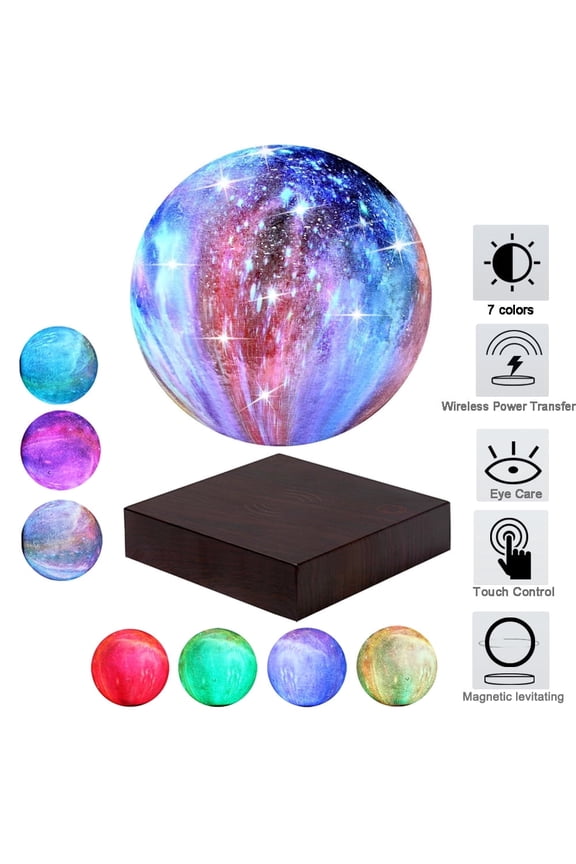 Levitating Moon Lamp with Color Changing LED Night Lights and Touch Square Base for Parties