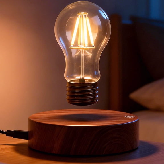 VGAzer Levitating Table Lamp with Wireless Floating Light Bulb, Magnetic Levitation LED Night Light ,360 Degree Automatic Rotating , Cool Room Home Office Desk Decor