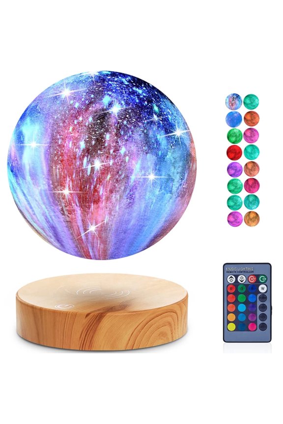 Magnetic Floating Moon Lamp with Levitating Ball & 16 Colors LED Light , 3 D Printed Moon Light Levitates & Rotates in Air , Cool Decor Gadgets , Father Day's Gifts & Birthday Gifts