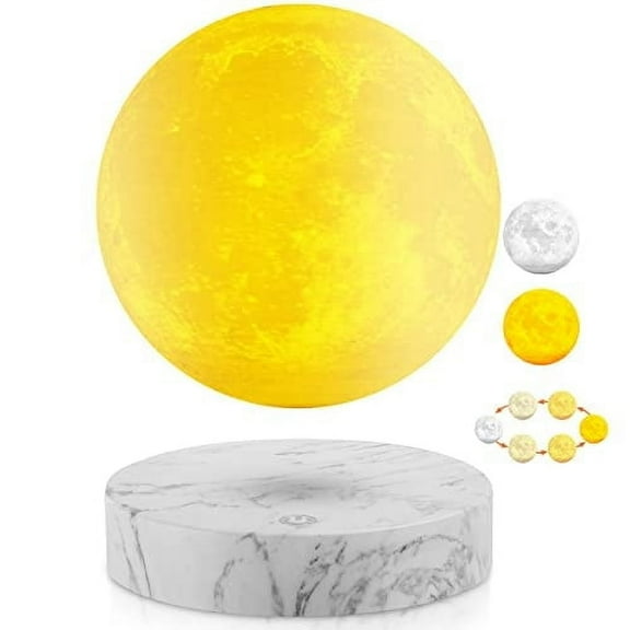 VGAzer Magnetic Floating Moon Night Light 3 Colors Levitates & Spins Freely for Home Office Desk Decor