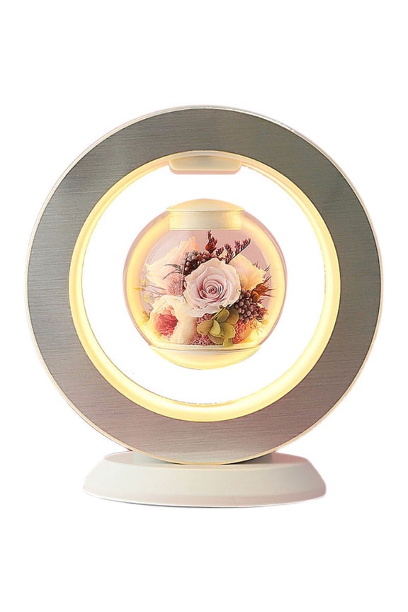 Magnetic Levitating Artificial Rose Flower Table Lamp , Floating & Rotating LED Night Light with Preserved Rose Gift for Her Women Lover Mom Girlfriend ,Cool Home Office Desk Decor Gadget