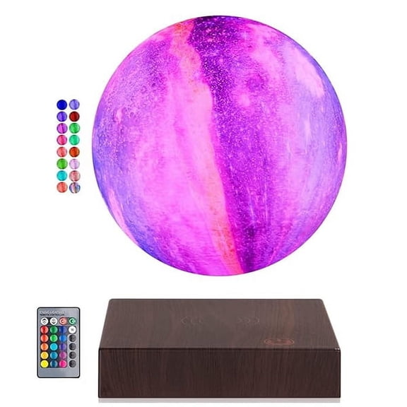VGAzer Levitating Moon Table Lamp with Gradient Changing LED Night Light & Square Wood Base
