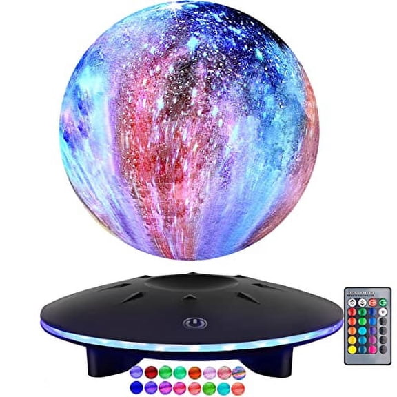 VGAzer Magnetic Levitation Floating and Rotating Moon Lamp with 16 LED LightsMulti-color Night Light Levitates & Rotates in AirCool Desk Decor Gadget , Tech Gifts for Kids