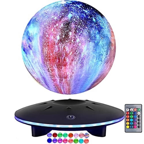 VGAzer Magnetic Levitation Floating and Rotating Moon Lamp with 16 LED LightsMulti-color Night Light Levitates & Rotates in AirCool Desk Decor Gadget , Tech Gifts for Kids