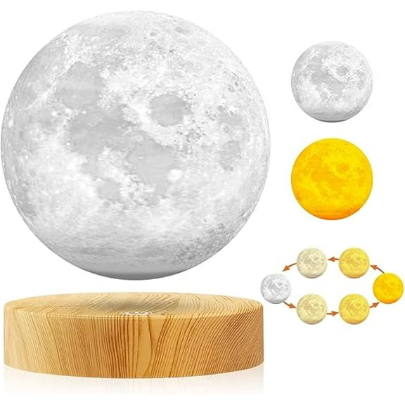 VGAzer Magnetic Levitation Moon LampFloating LED Moon LightMulticolor Moon LampRotating Night LightLevitate & Rotate in AirCool Desk Decor Gadget , Tech Gifts for Kids