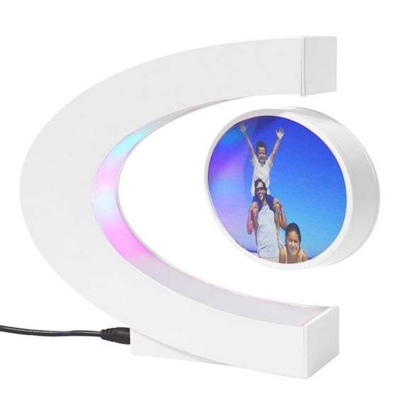 VGAzer Magnetic Levitation Picture Frame C Shape with LED Night Light,Cool Levitating Photo Frame Display Stand ,Floating Rotating,Modern Art Decor,Personalized Birthday Wedding Gift