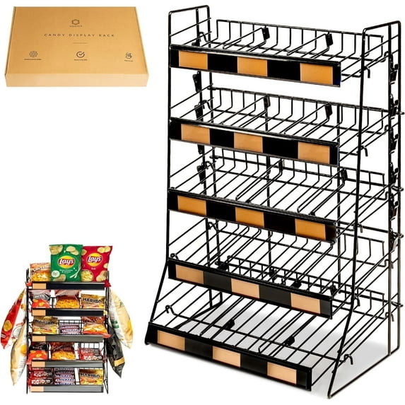 VGBYUJ 5 Tier Candy Display Rack, Retail Counter Display Rack Stand for Shops, Household